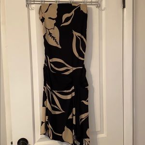 Large strapless asymmetrical Black and Tan dress